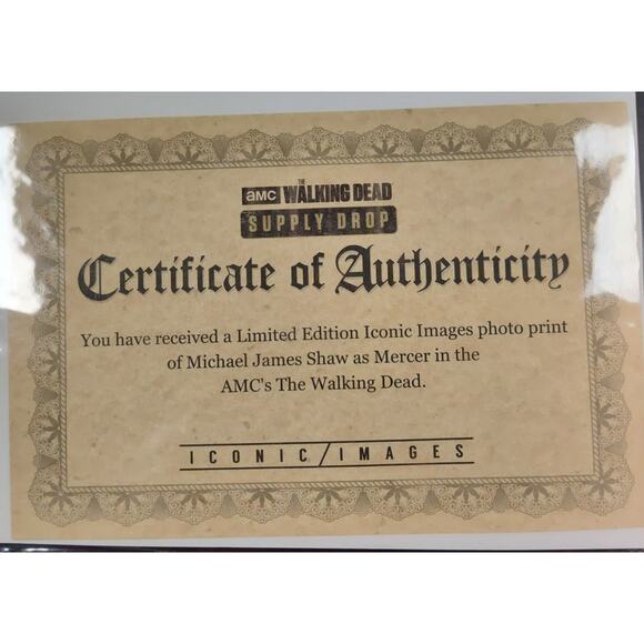AMC TWD The Walking Dead Michael James Shaw (Mercer) Studio Picture W/COA - Picture 3 of 3